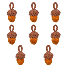 CHGCRAFT Crochet Woolen Yarn Acorns Pendant Decorations, for Festival & Party Decorations Supplies, Coconut Brown, 4.4x1.8cm, 8pcs/box