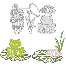 GLOBLELAND 2Pcs Frog Metal Cutting Dies Nymphaea Die Cuts for DIY Scrapbooking Easter Birthday Valentine's Day Cards Making Album Envelope Decoration,Matte Platinum