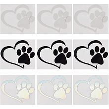 SUPERFINDINGS 12Pcs 4.33x3.74inch 3 Colors PET Heart with Paw Pattern Car Decoration Sticker Dog Paw Decals Auto Decal Sticker for Car Computer Luggage Decoration