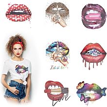 HOBBIESAY 7 Pieces Lip Iron on Transfer Butterfly Lipsticks Iron on Stickers Colorful DIY Heat Transfer Patches Stickers Heat Press Decals for T-Shirt Jacket Bag Clothing Decorations