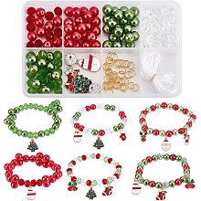 SUNNYCLUE 1 Box DIY 6Pcs Christmas Enamel Charms Christmas Tree Charms Bracelet Making Kit Snowman Charms for Jewelry Making Reindeer Christmas Socks Candy Cane Santa Claus Glass Beads Xmas Decor