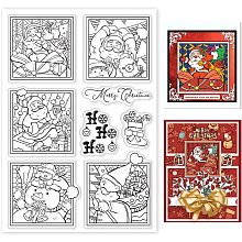 GLOBLELAND Christmas Photos Clear Stamp Snowmen Santa Claus Transparent Silicone Stamp Elves Gifts Socks Rubber Stamp for Scrapbook Journal Card Making 4.3 x 6.3 Inch