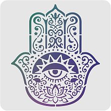 FINGERINSPIRE Hamsa Hand Stencil Template 30x30cm/11.8x11.8inch Plastic Mandala Hand Drawing Painting Stencils Square Reusable Stencils for Wood Wall Furniture Floor Fabric Painting