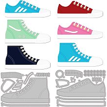 GLOBLELAND 2Set 16Pcs Canvas Shoes Cutting Dies for DIY Scrapbooking Metal Sports Shoes Die Cuts Embossing Stencils Template for Paper Card Making Decoration Album Craft Decor