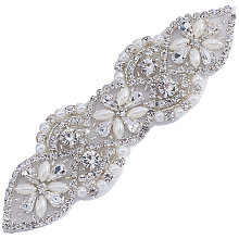 CRASPIRE Crystal Rhinestone Applique Silver Bridal Wedding Applique Iron On Rhinestone Sash Applique For Bridal Wedding Dress Belt Headpieces Clothes Shoes