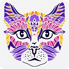 FINGERINSPIRE Cat Stencil 11.8x11.8 inch Pet Cat Stencils Template Plastic Vaska Cat Pattern Painting Stencil Large Reusable Animals Stencils for Painting on Wood, Canvas, Paper, Fabric, Floor, Wall