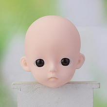 Honeyhandy Plastic Doll Head Sculpt, with Big Eyes, DIY BJD Heads Toy Practice Makeup Supplies, Antique White, 72mm