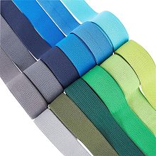 BENECREAT 32.8 Yard 12 Colors Ribbon Elastic, 1inch Wide Elastic Green Tone Trim Flat Elastic Band for Hair Ties Headbands DIY Craft