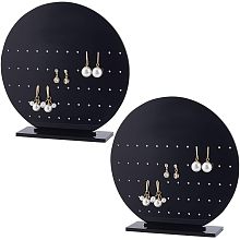 Acrylic Earring Holder, Vertical Round Jewelry Earring Holder, Earrings Holder Organizer for Ring, Earrings, Ear Stud, Bracelets, 2 Sets, Black, 1.49 x 6.49 x 6.49 Inches