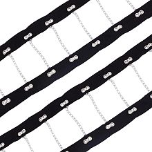 BENECREAT 2 Yards Steel Riveted Hook Eye Tape with Iron Chain, 90mm Wide Black Cotton Grommet Eyelet Twill Tape Trim for Sewing Crafts Making