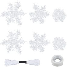 CHGCRAFT 60Bags 3Styles White Christmas Snowflake Decorations Snowflake Ornaments Garland Round Double Side Tape for Home Christmas Holiday Party Decorations