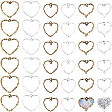 CHGCRAFT 72Pcs 3styles 2 Colors Heart Open Bezel Pendants Blank Trays Resin Molds Open Back Frame for DIY Pressed Flower Resin Earrings Necklace