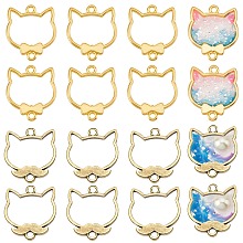 Olycraft 24Pcs 2 Colors Cat Head Alloy Small Handmade Pendant, Epoxy Frame Charms, Mixed Color, 27~27.5x23~24x1.5~3mm, Hole: 2~2.5mm, 12pcs/color