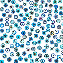 PandaHall Elite 140pcs Evil Eye Glass Cabochons 70 Styles 10mm Lucky Tiles Animal Human Pupil Eyes Mosaic Printed Picture Tile Half Round Dome Cabochons for Props Photo Pendant Trays Halloween