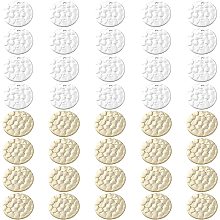 CREATCABIN 1 Box 40Pcs 2 Colors Round Brass Charms 24K Golden Plated Fish Scale Flat Disc Pendants 925 Sterling Silver Stamping Blanks for Jewelry Making Charms Bracelets Necklaces Supplies