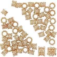 DICOSMETIC 60Pcs Hollow Spacer Beads Large Hole Beads Brass European Beads Lace Beads Charms Golden Tibetan Style Beads for DIY Bracelet Necklace Jewelry Making Wedding Party, Hole: 4mm