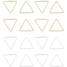 Arricraft 140 pcs 2 Colors Triangle Plated Brass Key Open Bezel Pendant Charm Blank Frame Hollow Pendants for UV Resin Crafts DIY Jewelry Making Golden Silver