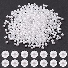 Honeyhandy ABS Plastic Imitation Pearl Beads, Round, White, 3mm, Hole: 1.4mm