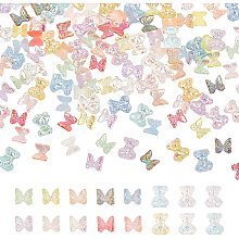 PandaHall Elite 16 Styles Bear Nail Art Decoration, 160pcs 3D Cute Butterfly Resin Nail Crystal Bear Shape Rhinestones Nail Ornaments Nails Art Accessories for Nail Art Design Manicure Tips Decor