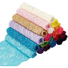 BENECREAT 22 Yards 5.9" Wide Fabric Lace Ribbon Elastic Lace Trim for Headbands Garters Wedding Bouquet Making - 22 Colors, 1 Yard Per Color