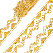 PandaHall Elite 2 inch Gold Lace Ribbons 10 Yards Jacquard Ribbon Floral Lace Trim Lace with Sequins Embroidery Lace Trim for Gift Wrapping Bridal Wedding Party Decoration Flora Jewelry Making