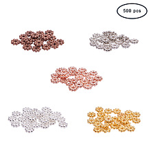 PandaHall Elite 500PCS 5 Color Alloy Flower Spacer Beads Jewelry Findings Accessories Bracelet Necklace Jewelry Making