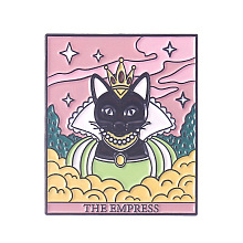 Honeyhandy Cat Tarot Rectangle Card Enamel Pin, Electrophoresis Black Alloy Badge for Backpack Clothes, The Empress III, 30x25mm