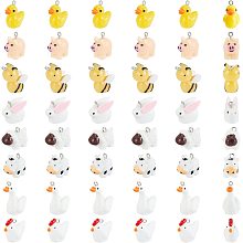 PandaHall Elite 48Pcs 8 Style Resin Charms Cute Animal Pendant Kit Mini Pig Duck Bee Cygnet Chick Rabbit Sheep Calf Findings Charm DIY Farm Theme Pendants for Jewelry Making Making Keychain Crafts