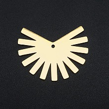 Honeyhandy 201 Stainless Steel Pendants, Laser Cut, Fan, Golden, 25.5x33x1mm, Hole: 1.6mm