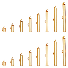 Unicraftale 48Pcs 8 Size 304 Stainless Steel Slide On End Clasp Tubes, Slider End Caps, Real 18K Gold Plated, 6~40x5.5~6x4mm, Hole: 2~3.5x1~1.5mm, Inner Diameter: 3~3.5mm, 6Pcs/size