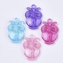 Honeyhandy Transparent Acrylic Pendants, Dyed, Owl, Mixed Color, 35.5x23.5x7mm, Hole: 2.5mm, about 200pcs/500g