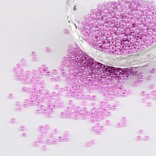 Honeyhandy Glass Seed Beads, Ceylon Round, Round, Violet, 2mm, Hole: 1mm, 3100pcs/50g