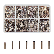 PANDAHALL ELITE Brass Tube Beads, Platinum, 10x1.2~2.8mm, Hole: 0.7~2.2mm; 700pcs/box