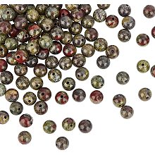 Olycraft Natural Dragon Blood Jasper Bead Strands, Round, 6mm, Hole: 1mm; about 61pcs/Strand, 15.51''(39.4cm), 2strands/box