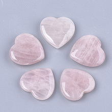 Arricraft Natural Rose Quartz Beads, No Hole/Undrilled, Heart, 29.5x30x6~8mm