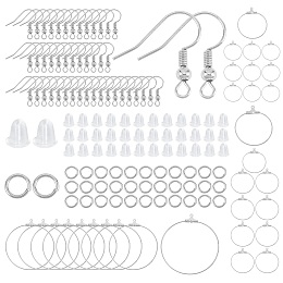 SUNNYCLUE1 Box 630Pcs Earring Findings Kit Including Brass Earring Hooks Jump Rings Stainless Steel Ring Pendants Plastic Ear Nuts for Women DIY Dangle Earrings Jewelry Making