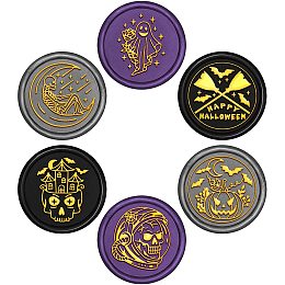 CRASPIRE Wax Seal Stamp Heads Set 6 Pieces Halloween Removable Sealing Brass Stamp Heads for Wedding Invitation Envelope Xmas Postcard Label Cards Candy Gift Sealing (Without Handle)