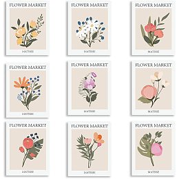 SUPERDANT 9 PCS Flower Market Canvas Art Prints Unframed Fauvism Picture Prints Daisy Abstract Floral Wall Art Colored Flower Illustration Rose Modern Painting Artwork Posters for Living Room Decor