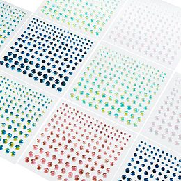 AHANDMAKER 10 Sheets Pearl Stickers, 5 Colors Self-Adhesive Hair Pearl Stickers Stick on Pearls Gems Flat Back Pearl Sheets Face Pearls Stick for Hair, Face, Eye, DIY Crafts, Wedding, Assorted Sizes