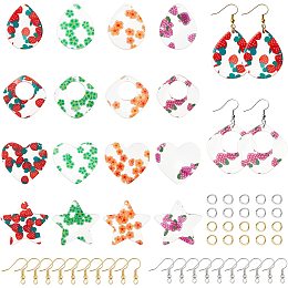 NBEADS 16 Pairs Cellulose Acetate Resin Earring Making Kit, Contains 4 Styles Teardrop Star Heart Rhombus Resin Charms 64 Pcs Earring Hooks and 64 Pcs Jump Rings for Earring Making Jewelry