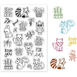 GLOBLELAND Cute Animals Plant Clear Stamps Silicone Stamp Transparent Stamp for Card Making Decoration and DIY Scrapbooking