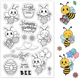 GLOBLELAND Bee and Honey Silicone Clear Stamp Birthday Cake and Transparent Silicone Stamp Gift and animalss Rubber Stamp for Scrapbook Journal Card Making