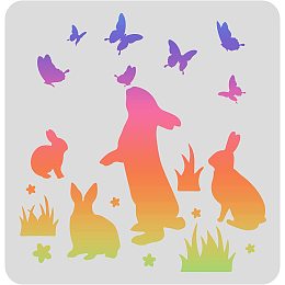 FINGERINSPIRE Easter and Bunny Drawing Painting Stencils Templates (11.8x11.8inch) Plastic Easter Rabbit Stencils Decoration Butterfly Stencils for Painting on Wood, Floor, Wall and Fabric