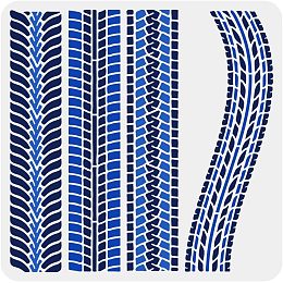 BENECREAT Tire Tracks Painting Stencil, 12x12inch 4 Tire Tracks Drawing Painting Stencils Reusable Plastic Stencil Drawing Templates for Painting on Wood Furniture Home Decor