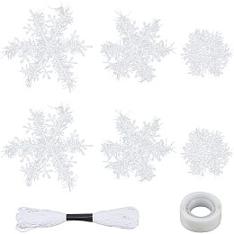 CHGCRAFT 60Bags 3Styles White Christmas Snowflake Decorations Snowflake Ornaments Garland Round Double Side Tape for Home Christmas Holiday Party Decorations