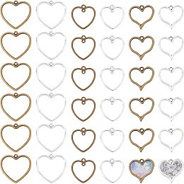 CHGCRAFT 72Pcs 3styles 2 Colors Heart Open Bezel Pendants Blank Trays Resin Molds Open Back Frame for DIY Pressed Flower Resin Earrings Necklace