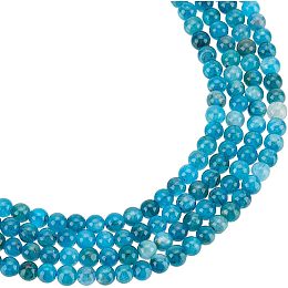 NBEADS 2 Strands About 186 Pcs Natural Apatite Beads, 4mm Round Smooth Stone Beads Loose Gemstone Beads Spacer Beads for DIY Crafts Necklace Bracelet Jewelry Making