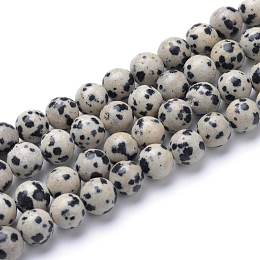 Honeyhandy Natural Dalmatian Jasper Bead Strands, Round, 6mm, Hole: 1mm, about 65pcs/strand, 15.7 inch