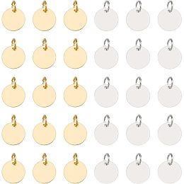 Arricraft 100 Pcs 2 Colors Round Metal Pendant, 12mm Blank StampingTag Flat Round StampingTag Charms, Smooth Polished Disc Pendants for Necklace Earring Jewelry Making(Golden, Silver)