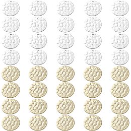 CREATCABIN 1 Box 40Pcs 2 Colors Round Brass Charms 24K Golden Plated Fish Scale Flat Disc Pendants 925 Sterling Silver Stamping Blanks for Jewelry Making Charms Bracelets Necklaces Supplies